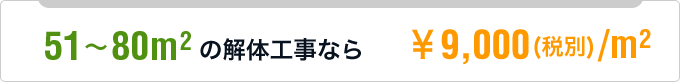 51～80m2の解体工事なら \9,000(税別)/m2